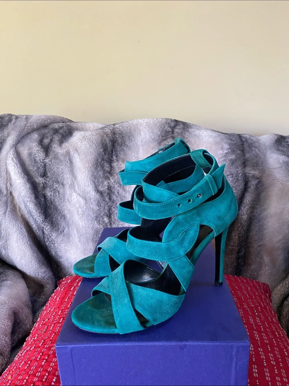 Barbara Bui Made In Italy 🇮🇹 Green Sexy Suede Strappy Sandals